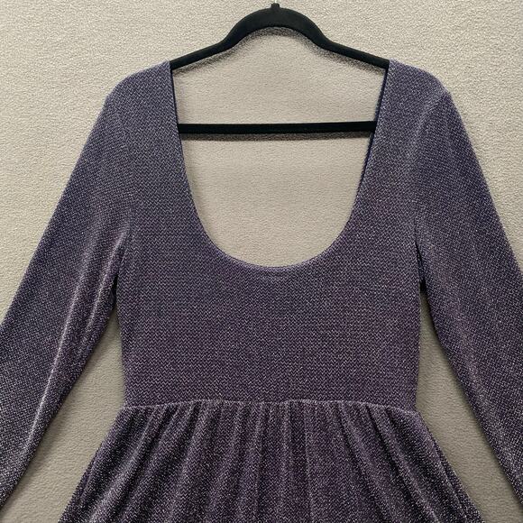 Free People Sparkle Deep Scoop Neck Back Mini Skater Dress Womens M/L? Concert - Picture 6 of 15